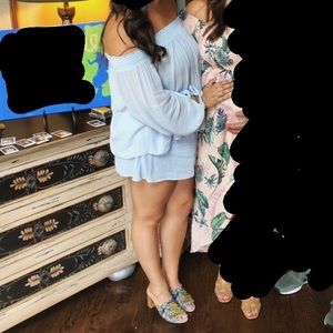 Free People Light Blue Top and Short Set